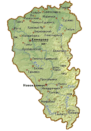 Карта Кузбасса